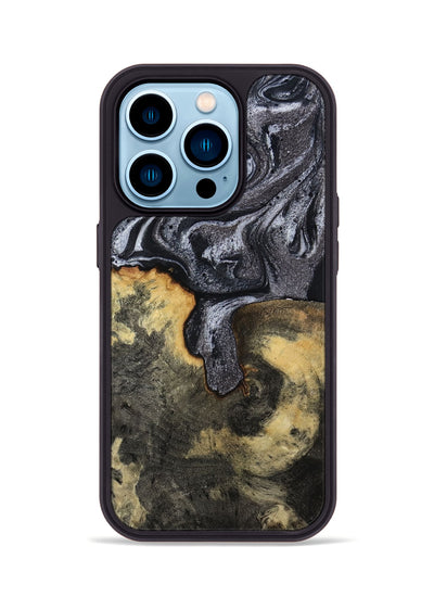 iPhone 14 Pro Wood Phone Case - Laquita (Black & White, 801005)