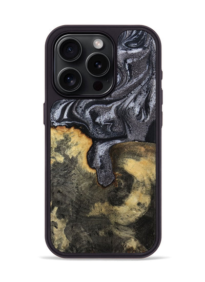 iPhone 15 Pro Wood Phone Case - Laquita (Black & White, 801005)