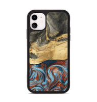 iPhone 11 Wood Phone Case - Yareli (Teal & Gold, 801017)
