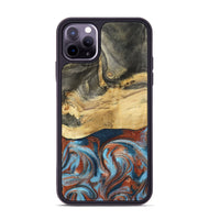 iPhone 11 Pro Max Wood Phone Case - Yareli (Teal & Gold, 801017)