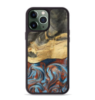 iPhone 13 Pro Max Wood Phone Case - Yareli (Teal & Gold, 801017)