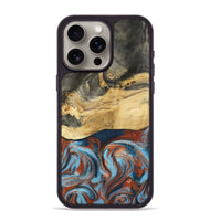 iPhone 15 Pro Max Wood Phone Case - Yareli (Teal & Gold, 801017)