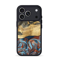 iPhone 17 Pro Wood Phone Case - Yareli (Teal & Gold, 801017)