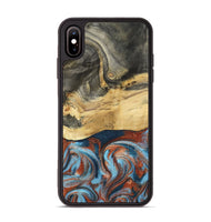 iPhone Xs Max Wood Phone Case - Yareli (Teal & Gold, 801017)