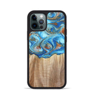 iPhone 12 Pro Wood Phone Case - Tyree (Teal & Gold, 801028)