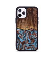 iPhone 11 Pro Wood Phone Case - Gaige (Teal & Gold, 801029)