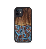 iPhone 12 mini Wood Phone Case - Gaige (Teal & Gold, 801029)