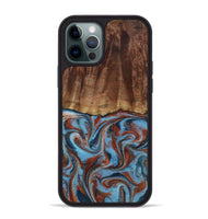 iPhone 12 Pro Max Wood Phone Case - Gaige (Teal & Gold, 801029)