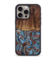 iPhone 15 Pro Max Wood Phone Case - Gaige (Teal & Gold, 801029)