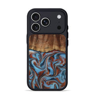 iPhone 17 Pro Wood Phone Case - Gaige (Teal & Gold, 801029)