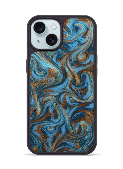 iPhone 15 ResinArt Phone Case - Jasiah (Teal & Gold, 801030)