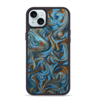 iPhone 15 Plus ResinArt Phone Case - Jasiah (Teal & Gold, 801030)