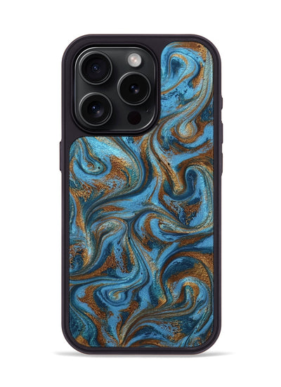 iPhone 15 Pro ResinArt Phone Case - Jasiah (Teal & Gold, 801030)