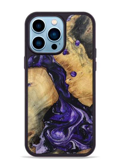 iPhone 14 Pro Max Wood Phone Case - Rusty (Purple, 801031)