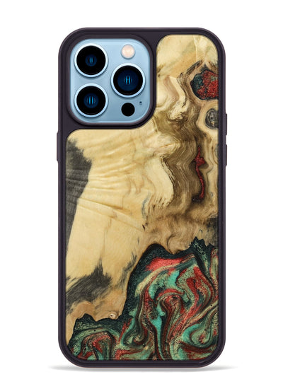 iPhone 14 Pro Max Wood Phone Case - Leonora (Green, 801057)