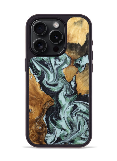 iPhone 15 Pro Wood Phone Case - Bria (Green, 801068)