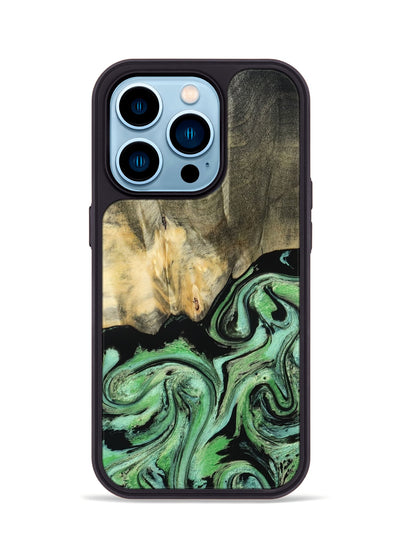 iPhone 14 Pro Wood Phone Case - Tamie (Green, 801069)