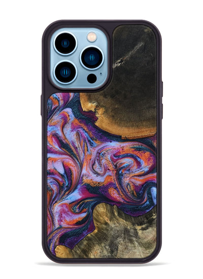 iPhone 14 Pro Max Wood Phone Case - Maegan (Blue, 801086)