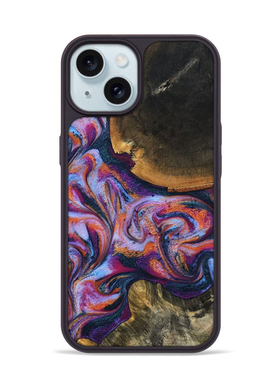 iPhone 15 Wood Phone Case - Maegan (Blue, 801086)