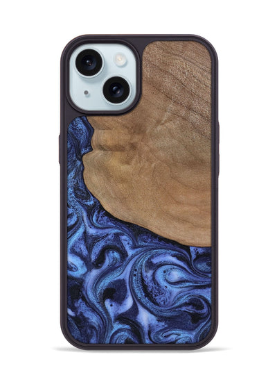 iPhone 15 Wood Phone Case - Marlene (Blue, 801092)
