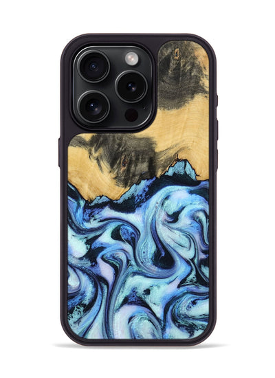 iPhone 15 Pro Wood Phone Case - Tristin (Blue, 801097)