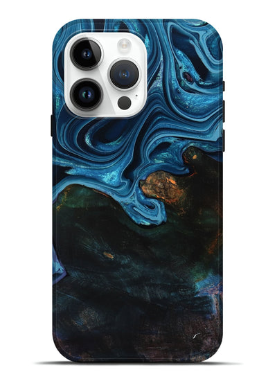 iPhone 15 Pro Max Wood Live Edge Phone Case - Aleah (Blue, 801103)