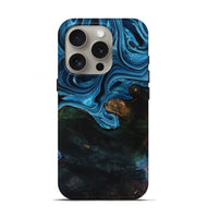 iPhone 16 Pro Wood Live Edge Phone Case - Aleah (Blue, 801103)