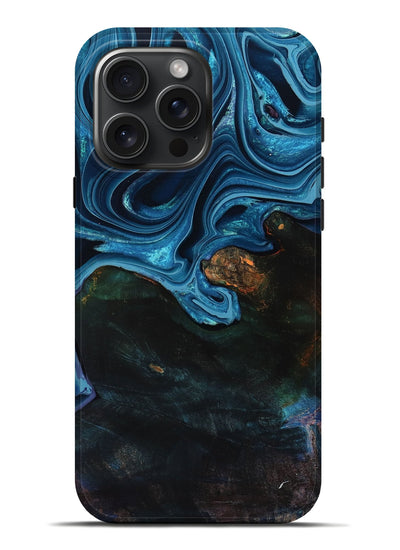 iPhone 16 Pro Max Wood Live Edge Phone Case - Aleah (Blue, 801103)