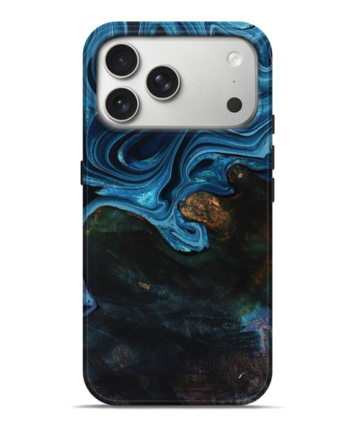 iPhone 17 Pro Max Wood Live Edge Phone Case - Aleah (Blue, 801103)