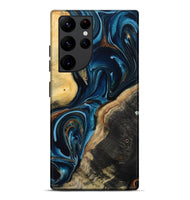 Galaxy S22 Ultra Wood Live Edge Phone Case - Greyson (Teal & Gold, 801107)