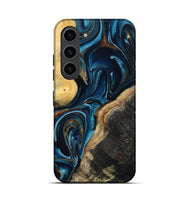 Galaxy S23 Wood Live Edge Phone Case - Greyson (Teal & Gold, 801107)