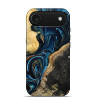 iPhone 17 Air Wood Live Edge Phone Case - Greyson (Teal & Gold, 801107)