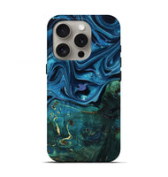 iPhone 16 Pro Wood Live Edge Phone Case - Zane (Blue, 801108)