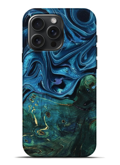 iPhone 16 Pro Max Wood Live Edge Phone Case - Zane (Blue, 801108)