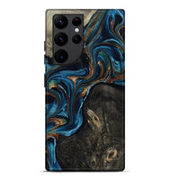Galaxy S22 Ultra Wood Live Edge Phone Case - Bree (Teal & Gold, 801109)