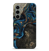 Galaxy S24 Plus Wood Live Edge Phone Case - Bree (Teal & Gold, 801109)