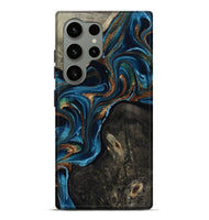 Galaxy S24 Ultra Wood Live Edge Phone Case - Bree (Teal & Gold, 801109)