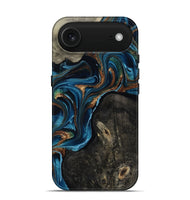 iPhone 17 Air Wood Live Edge Phone Case - Bree (Teal & Gold, 801109)