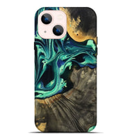 iPhone 14 Plus Wood Live Edge Phone Case - Agatha (Green, 801111)