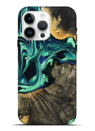 iPhone 15 Pro Max Wood Live Edge Phone Case - Agatha (Green, 801111)