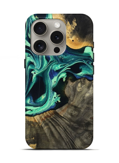 iPhone 16 Pro Wood Live Edge Phone Case - Agatha (Green, 801111)