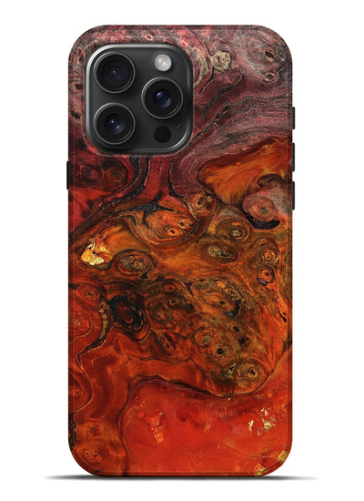 iPhone 16 Pro Max Wood Live Edge Phone Case - Edna (Red, 801114)