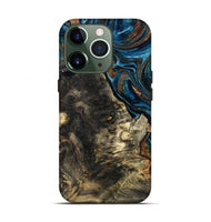 iPhone 13 Pro Wood Live Edge Phone Case - Maxine (Teal & Gold, 801117)