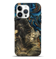 iPhone 15 Pro Max Wood Live Edge Phone Case - Maxine (Teal & Gold, 801117)