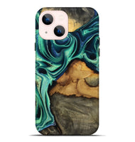 iPhone 14 Plus Wood Live Edge Phone Case - Jream (Green, 801119)