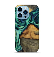 iPhone 14 Pro Wood Live Edge Phone Case - Jream (Green, 801119)