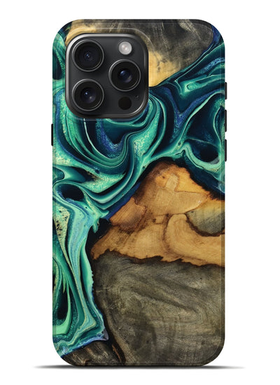 iPhone 16 Pro Max Wood Live Edge Phone Case - Jream (Green, 801119)