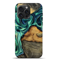 iPhone 16 Pro Max Wood Live Edge Phone Case - Jream (Green, 801119)