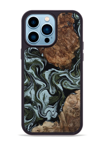 iPhone 14 Pro Max Wood Phone Case - Jed (Green, 801345)