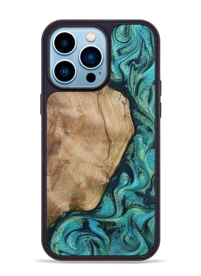 iPhone 14 Pro Max Wood Phone Case - Tea (Green, 801346)